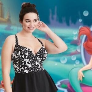 Torrid 1 x Disney Little Mermaid Peplum Underwire Skirted Swimsuit